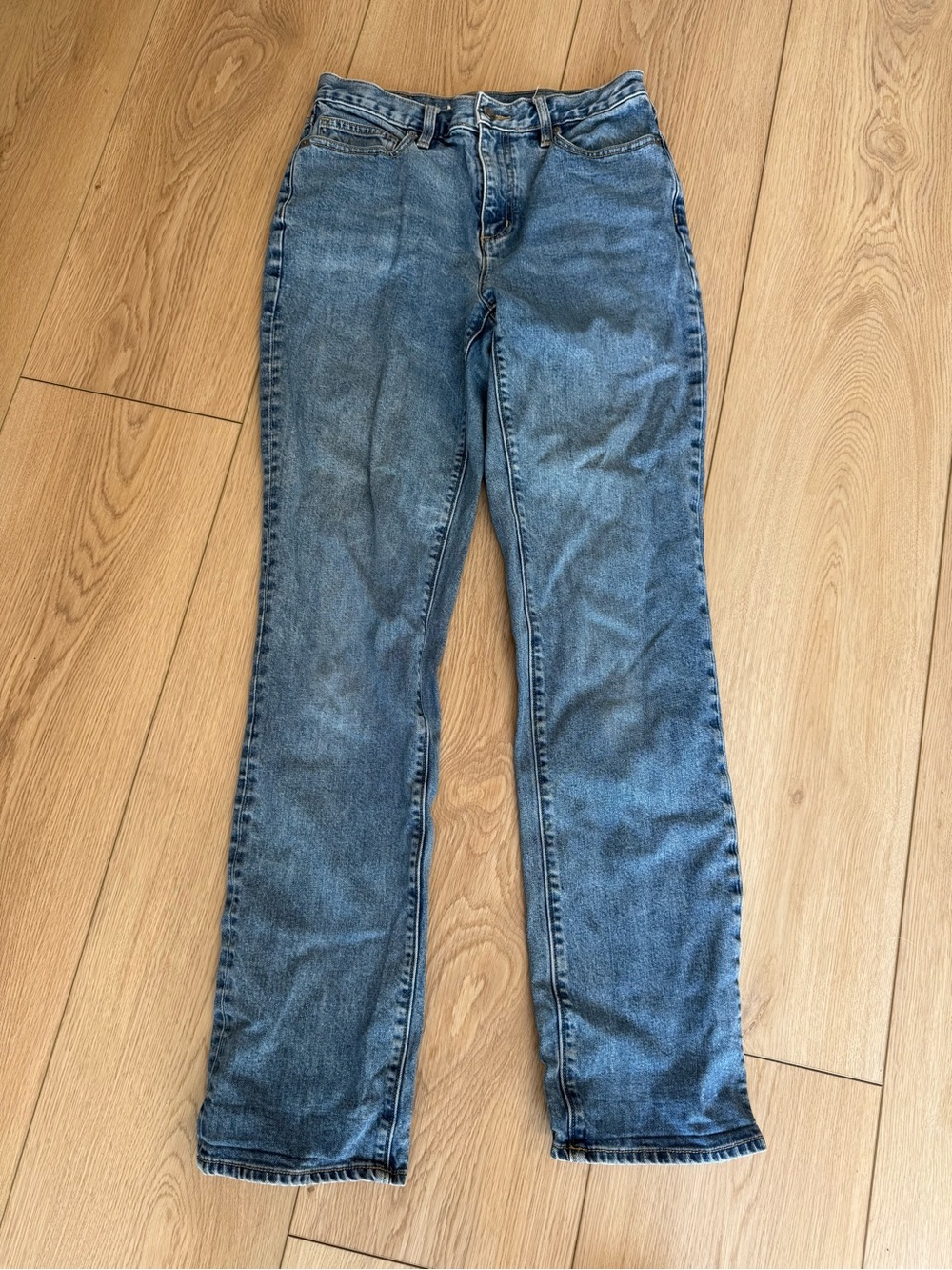 Lands' End High Rise Straight Jeans in Medium Blue Wash Size 4 Classic